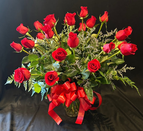 Contemporary Red Roses - Two Dozen