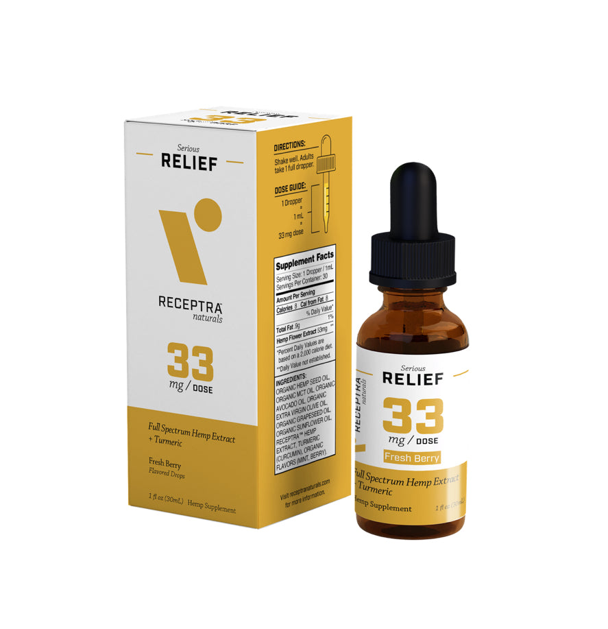 Serious Relief 33mg CBD + Turmeric Dropper by Receptra