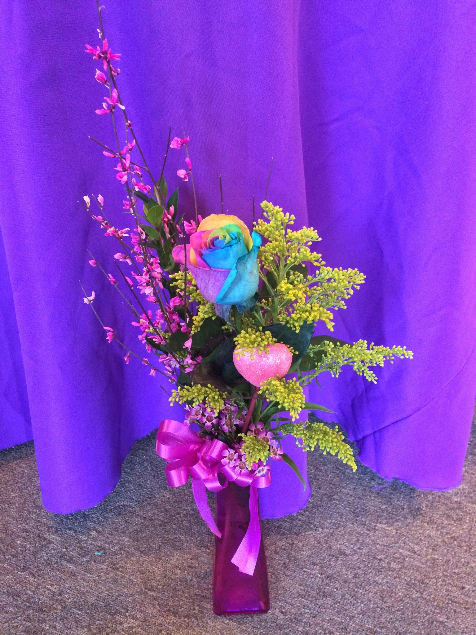 Rainbow Roses in Vase